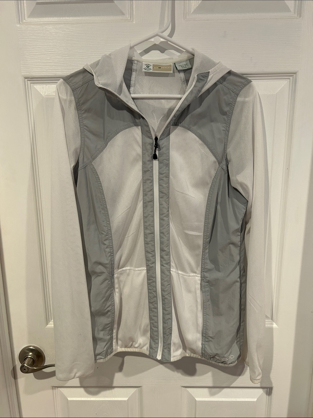 ExOfficio Women's White and Gray Hooded Mesh Jacket